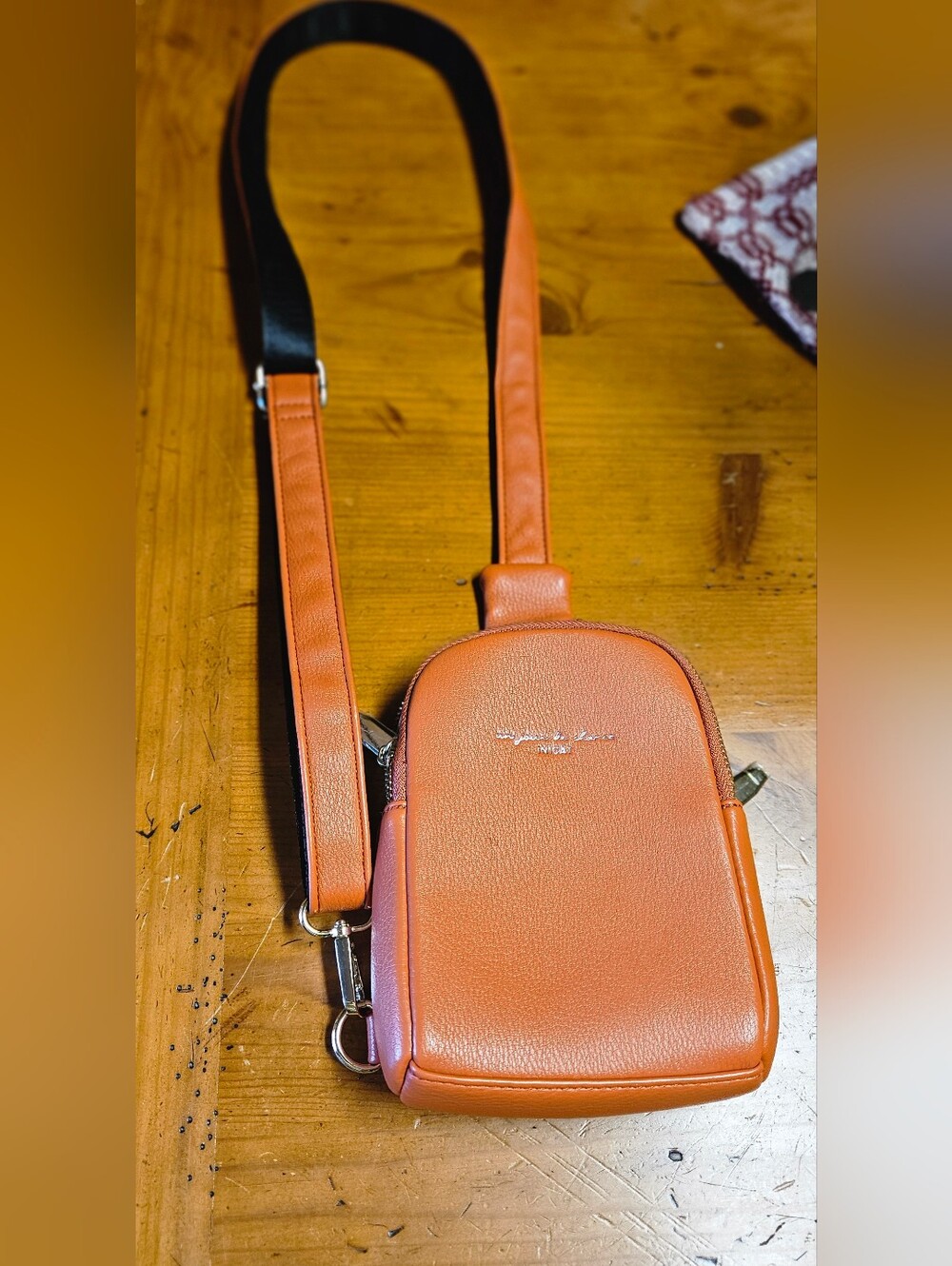 NICA Orange Crossbody Sling Bag for Men - Compact Leather Shoulder Bag